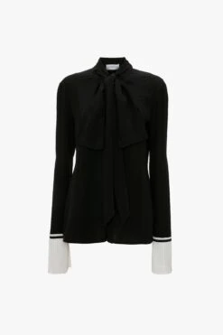 Victoria Beckham Pleat Cuff Blouse In Black -Victoria Beckham UntitledSession4298