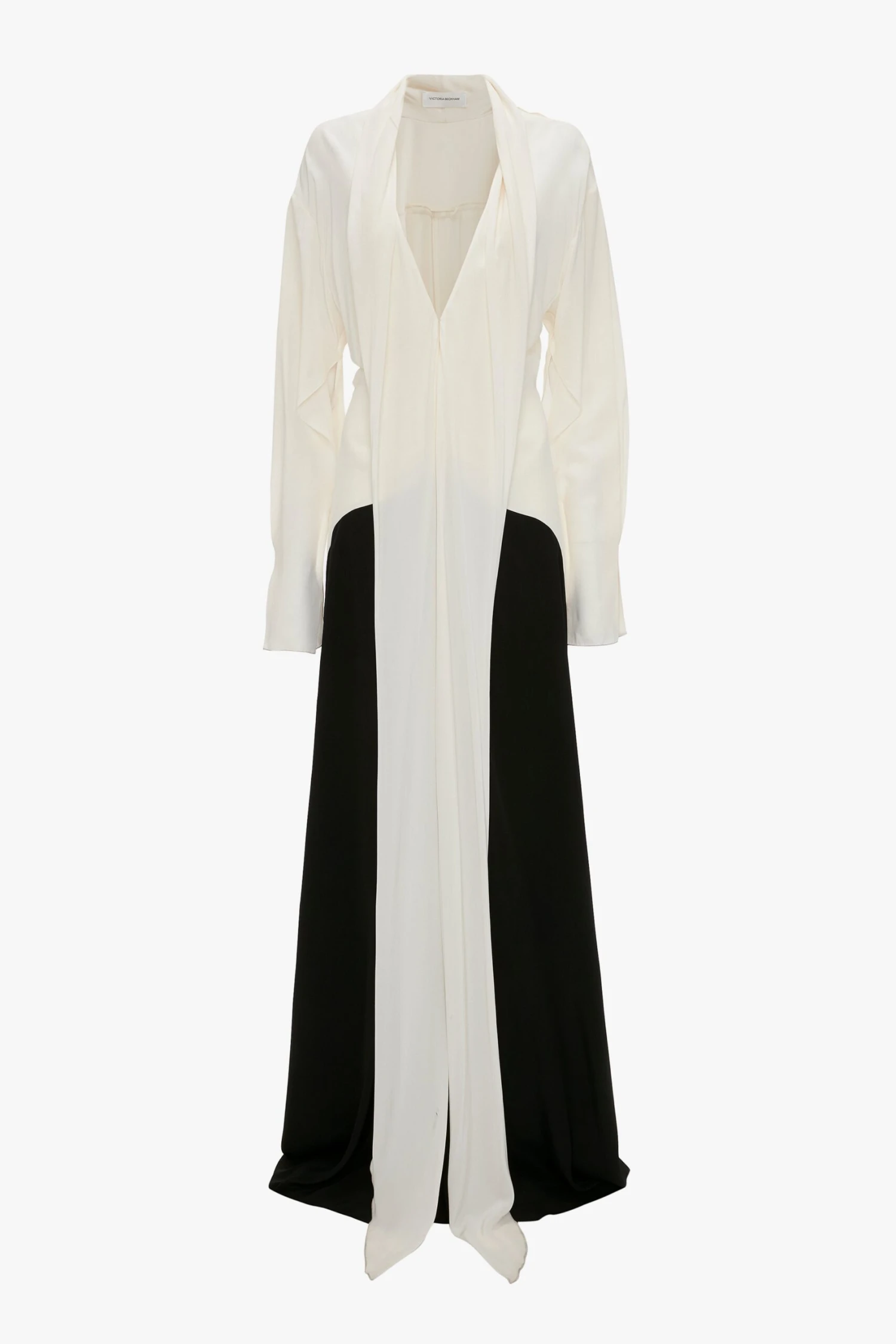 Victoria Beckham Tie Detail Gown In Vanilla-Black 8 Victoria Beckham Tie Detail Gown In Vanilla-Black - Image 8