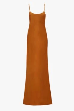 Victoria Beckham Floor-Length Cami Dress In Ginger -Victoria Beckham UntitledSession4329