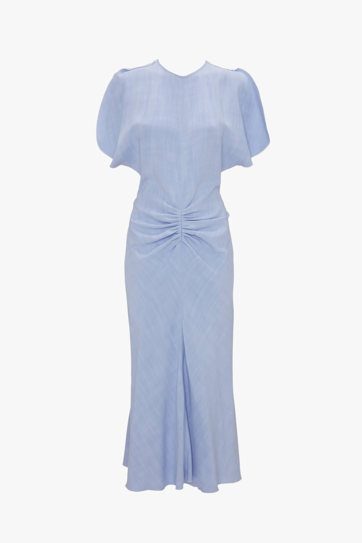 Victoria Beckham Gathered Waist Midi Dress In Frost 7 Victoria Beckham Gathered Waist Midi Dress In Frost - Image 7