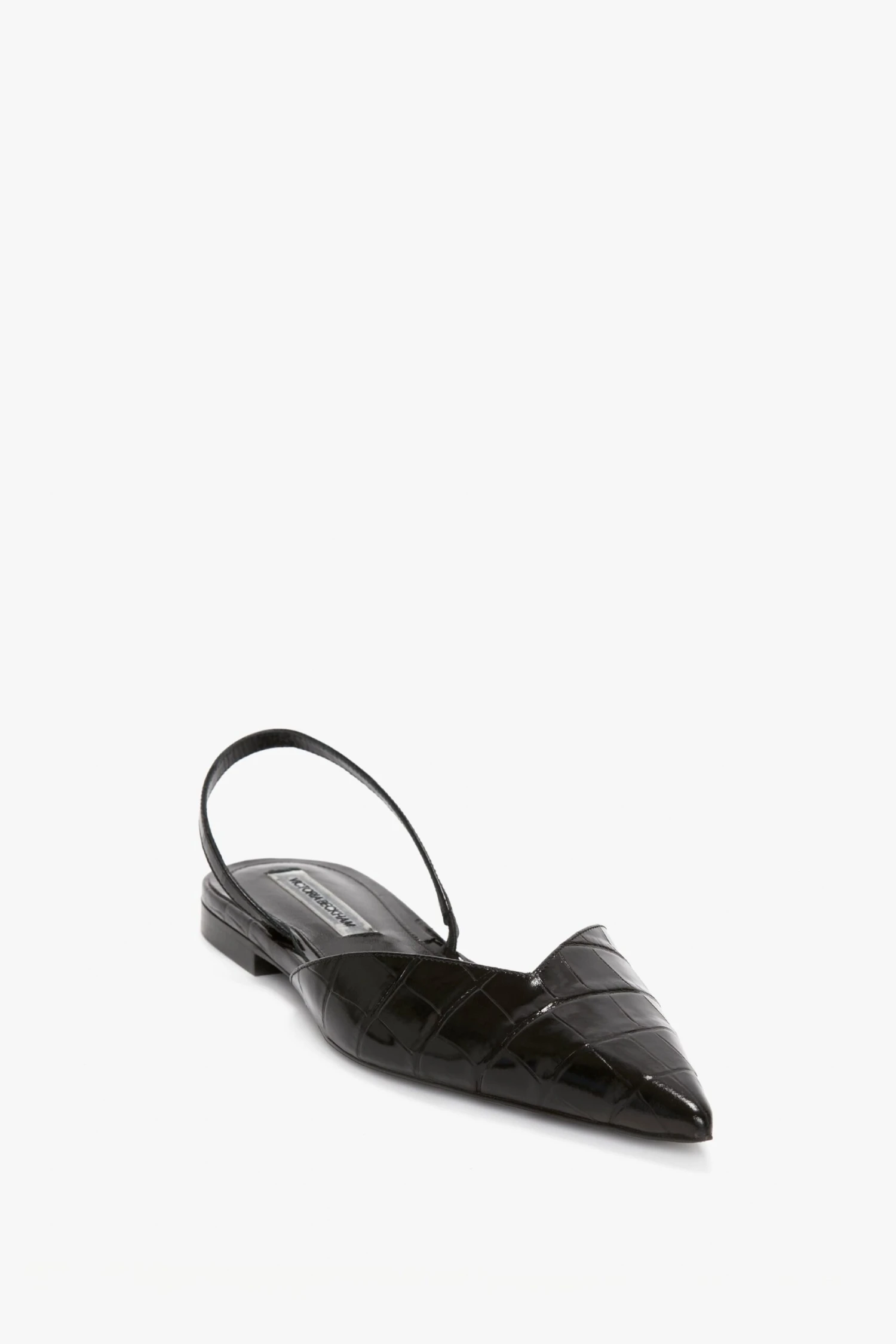 Victoria Beckham V Cut Sling Back In Black Croc-Effect Leather 2 Victoria Beckham V Cut Sling Back In Black Croc-Effect Leather - Image 2