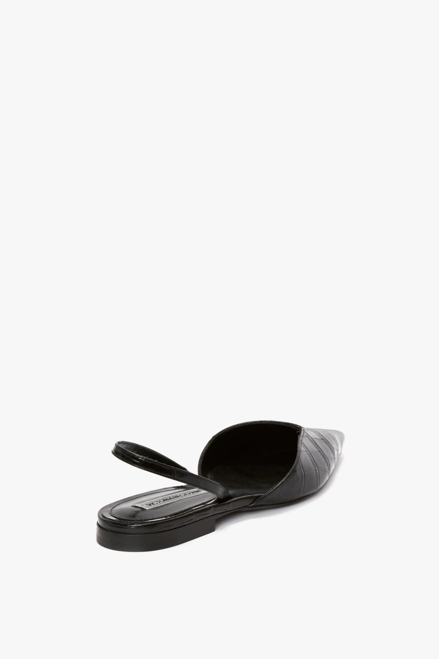 Victoria Beckham V Cut Sling Back In Black Croc-Effect Leather 3 Victoria Beckham V Cut Sling Back In Black Croc-Effect Leather - Image 3