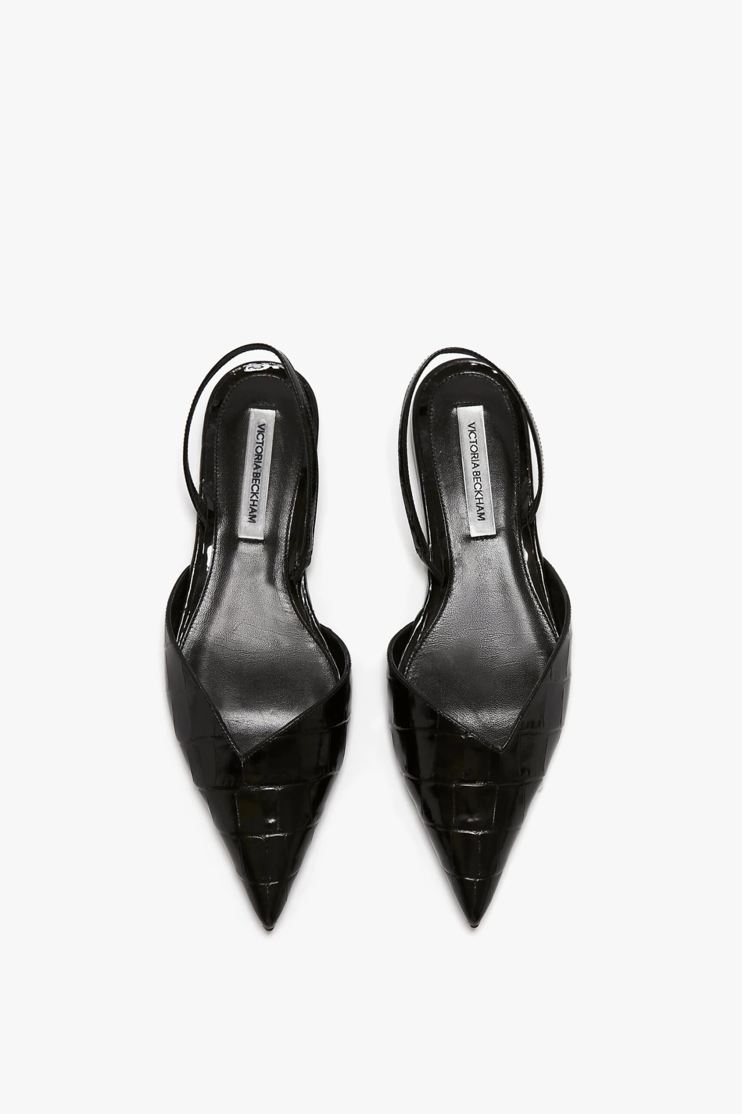 Victoria Beckham V Cut Sling Back In Black Croc-Effect Leather 4 Victoria Beckham V Cut Sling Back In Black Croc-Effect Leather - Image 4