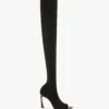 Victoria Beckham Peep Toe Stretch Jersey Boot In Black