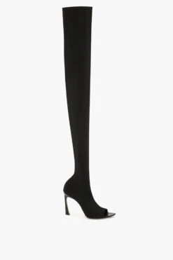 Victoria Beckham Peep Toe Stretch Jersey Boot In Black