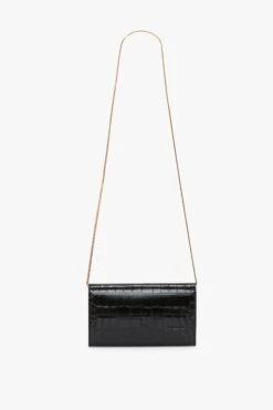 Victoria Beckham Wallet On Chain In Black Croc-Effect Leather -Victoria Beckham UntitledSession4592