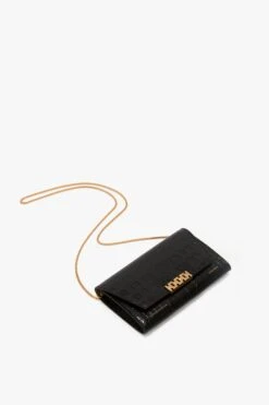 Victoria Beckham Wallet On Chain In Black Croc-Effect Leather -Victoria Beckham UntitledSession4599