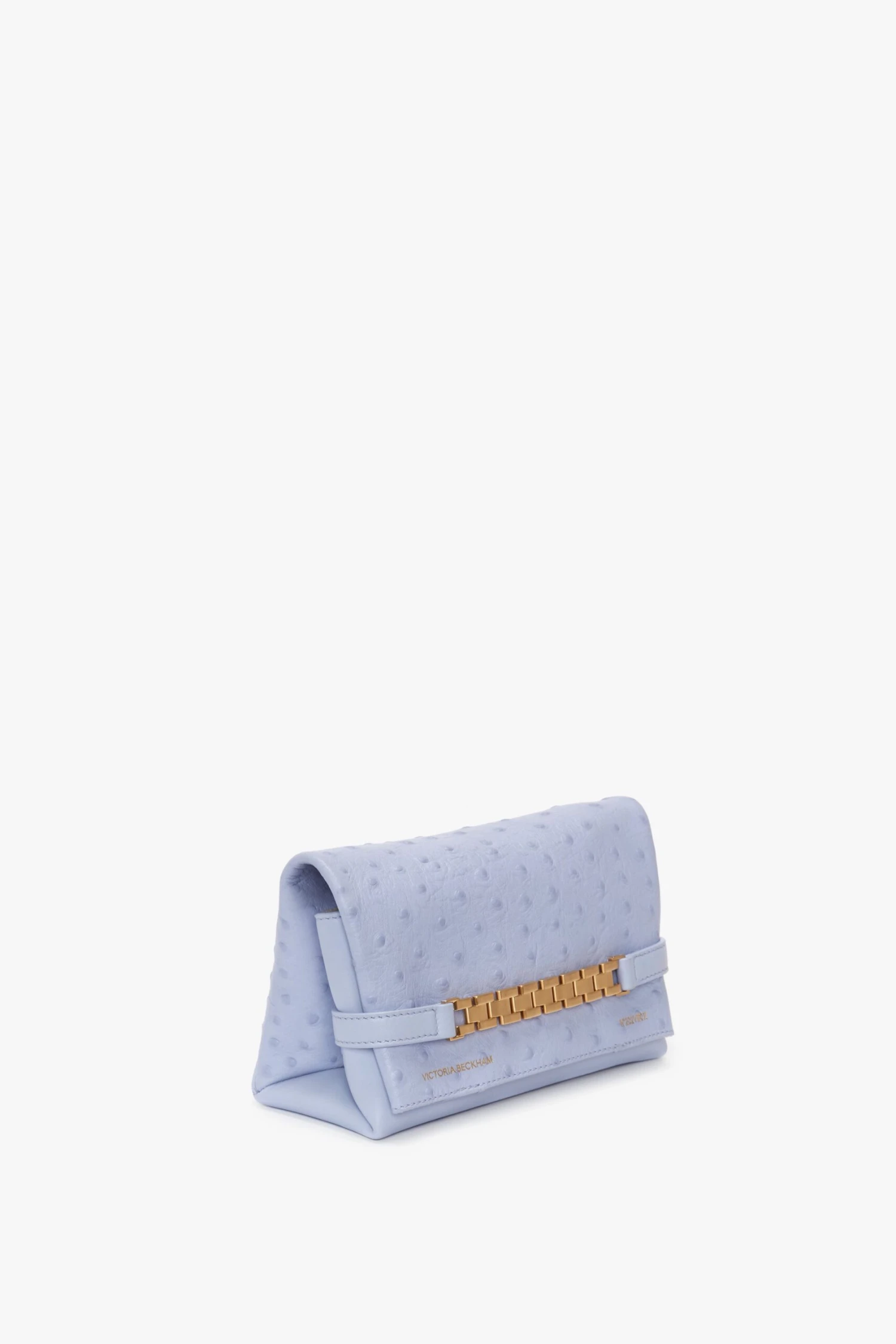 Victoria Beckham Mini Chain Pouch With Long Strap In Frost Ostrich-Effect Leather 3 Victoria Beckham Mini Chain Pouch With Long Strap In Frost Ostrich-Effect Leather - Image 3