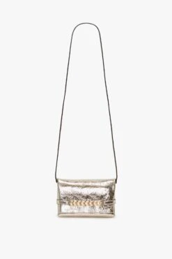 Victoria Beckham Mini Chain Pouch With Long Strap In Gold Leather