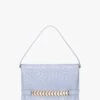 Victoria Beckham Chain Pouch With Strap In Frost Ostrich-Effect Leather