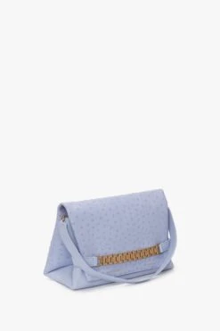 Victoria Beckham Chain Pouch With Strap In Frost Ostrich-Effect Leather -Victoria Beckham UntitledSession4742