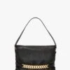 Victoria Beckham Puffy Chain Pouch With Strap In Black Leather