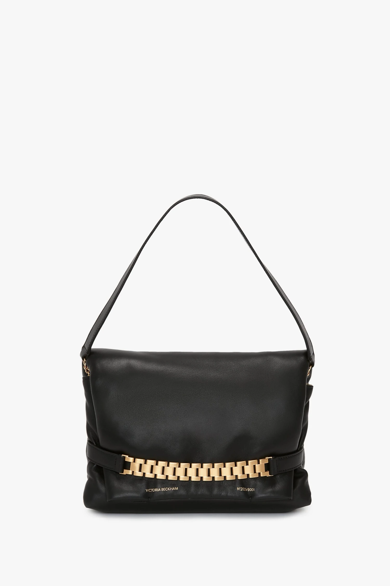 Victoria Beckham Puffy Chain Pouch With Strap In Black Leather 1 Victoria Beckham Puffy Chain Pouch With Strap In Black Leather