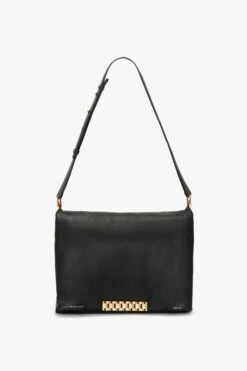Victoria Beckham Puffy Jumbo Chain Pouch In Black Leather