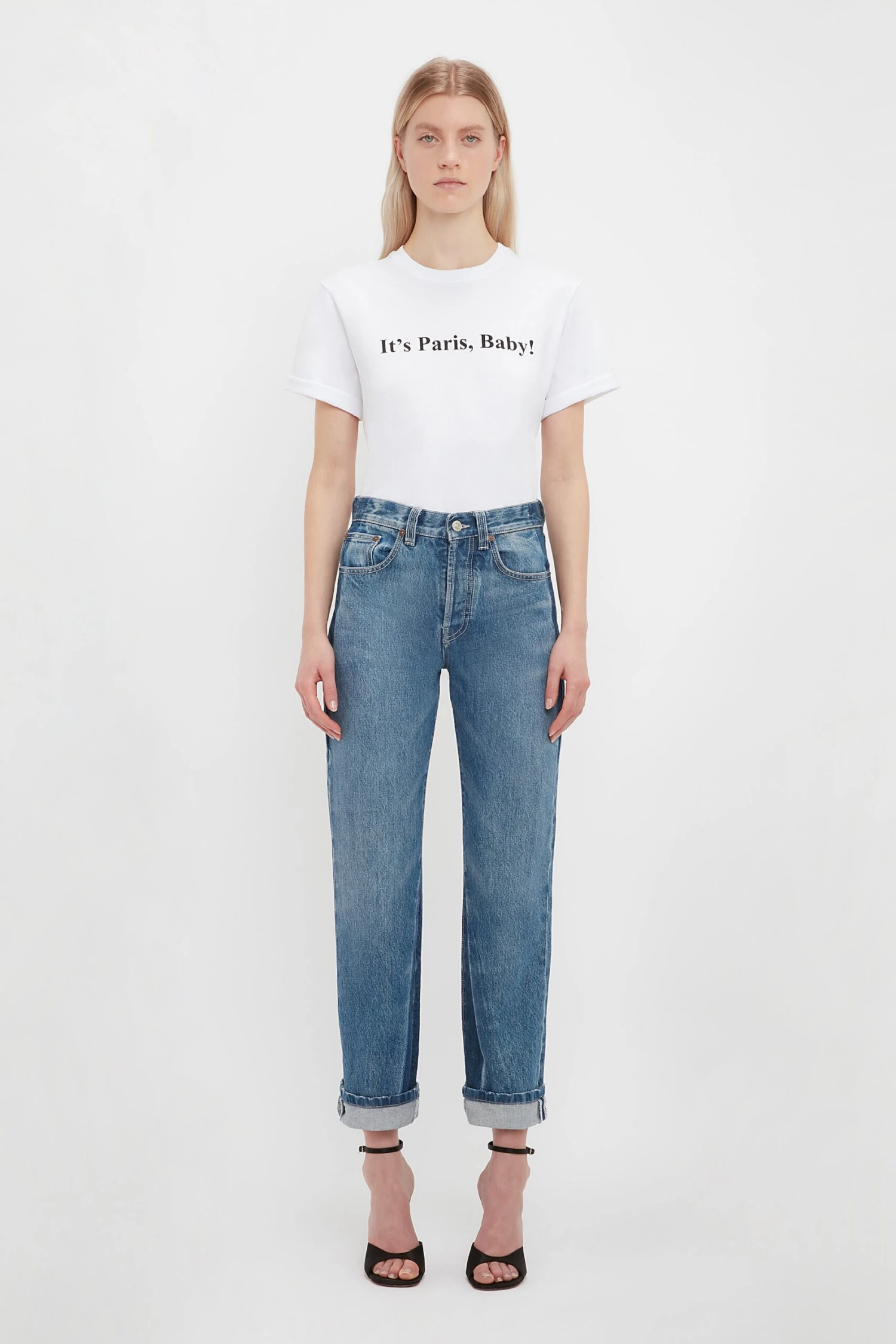 Victoria Beckham IT'S PARIS, BABY! T-shirt In White 1 Victoria Beckham IT'S PARIS, BABY! T-shirt In White