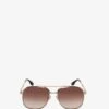 Victoria Beckham Double Bridge V Detail Sunglasses In Gold Brown