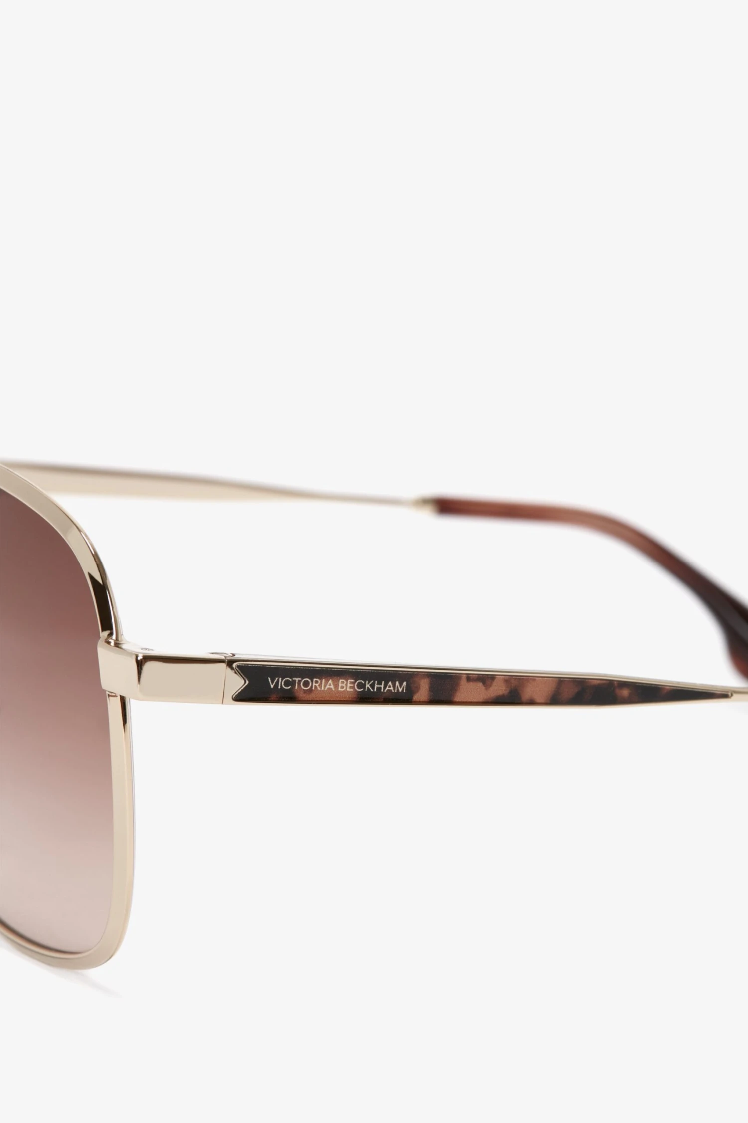 Victoria Beckham Double Bridge V Detail Sunglasses In Gold Brown 2 Victoria Beckham Double Bridge V Detail Sunglasses In Gold Brown - Image 2