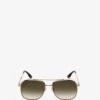 Victoria Beckham Double Bridge V Detail Sunglasses In Gold