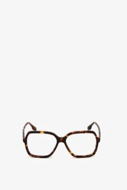 Victoria Beckham Guilloche Frame Opticals In Dark Havana