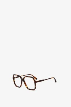 Victoria Beckham Guilloche Frame Opticals In Dark Havana -Victoria Beckham UntitledSession7102