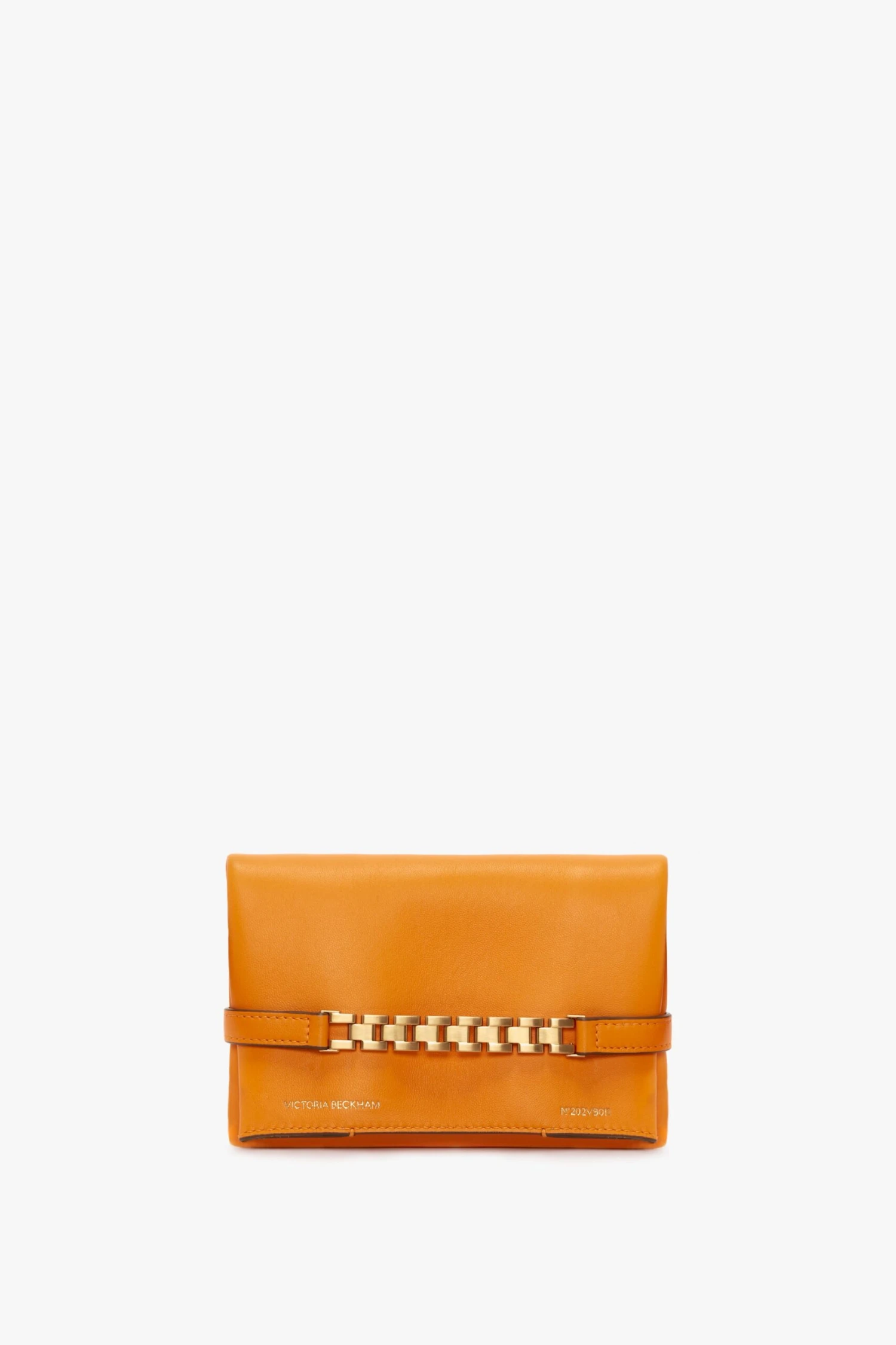 Mini Chain Pouch With Long Strap In Mandarin Leather 8 Mini Chain Pouch With Long Strap In Mandarin Leather - Image 8