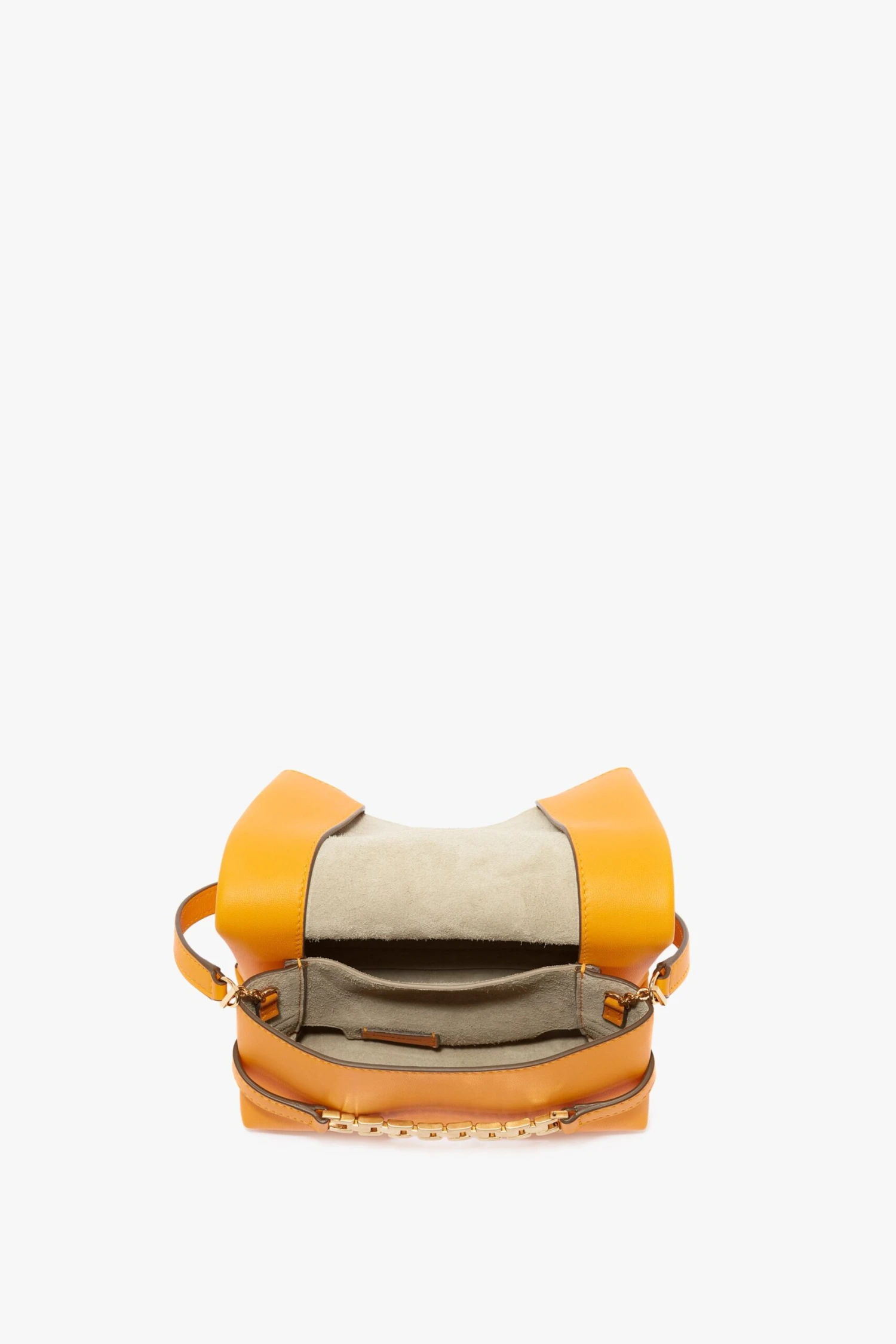 Mini Chain Pouch With Long Strap In Mandarin Leather 4 Mini Chain Pouch With Long Strap In Mandarin Leather - Image 4