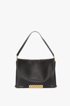 Victoria Beckham Jumbo Chain Pouch In Black Leather