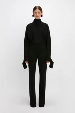 Victoria Beckham High Waisted Ponti Trouser In Black