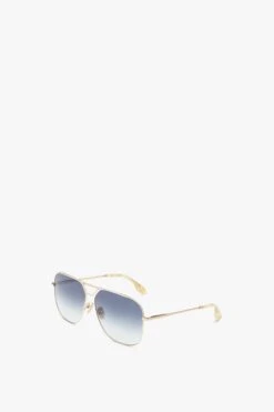 Victoria Beckham Classic V Metal Navigator Sunglasses In Gold Blue 5 Victoria Beckham Classic V Metal Navigator Sunglasses In Gold Blue -Victoria Beckham VB217S Gold Blue 2 G sRGB isoR1