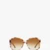 Victoria Beckham Faceted Round Sunglasses In Havana Rose