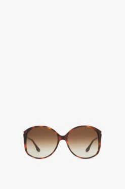 Victoria Beckham Faceted Round Sunglasses In Tortoiseshell