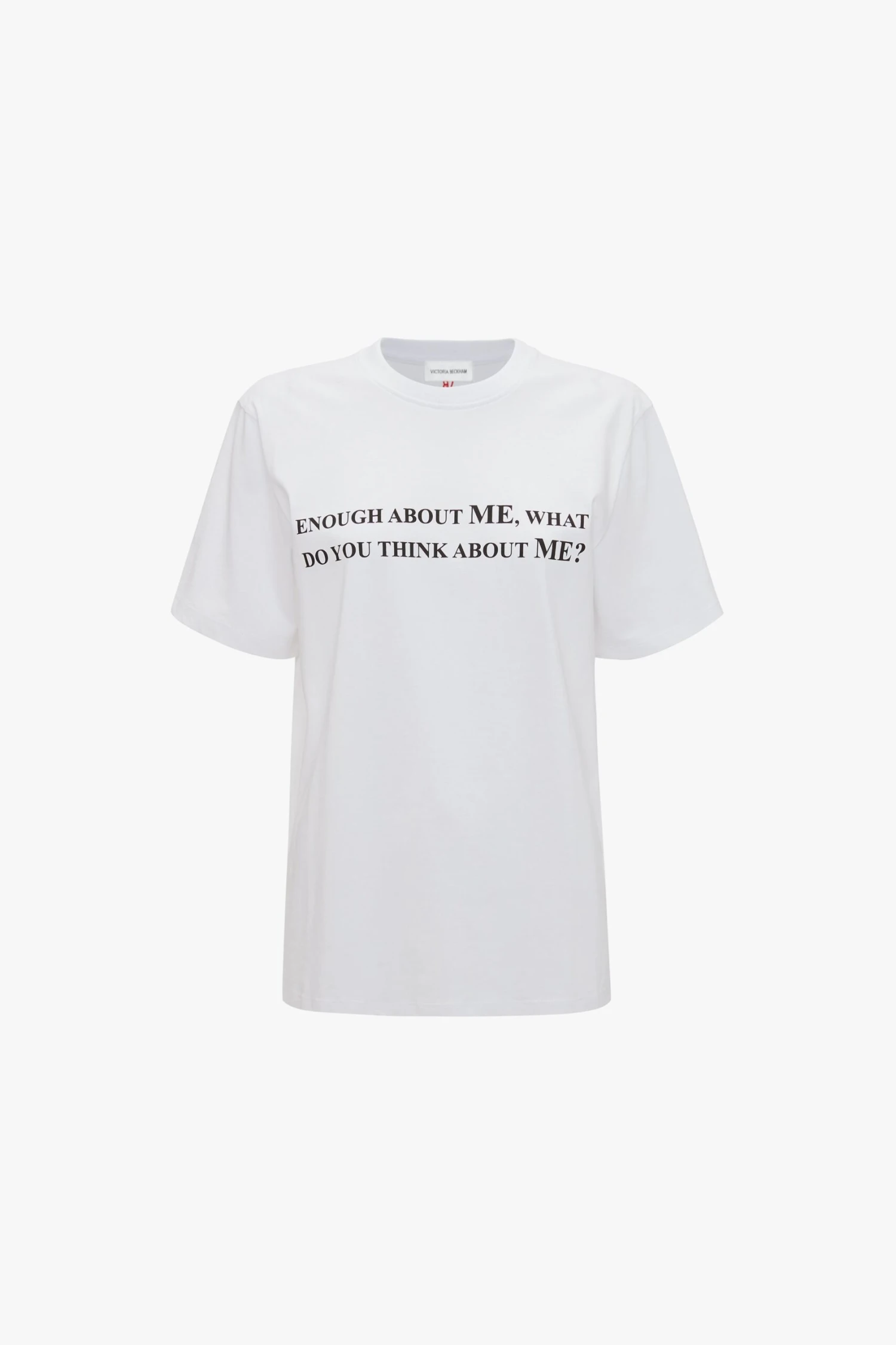 Victoria Beckham Enough About Me Slogan T-Shirt - Image 4