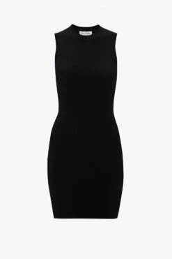 Victoria Beckham VB Body Mini Dress In Black -Victoria Beckham VICTORIA BECKHAM VB BODY MINI DRESS IN BLACK 1222KDR003661A BLACK FLATSHOT JPG