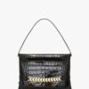 Victoria Beckham Chain Pouch With Strap In Black Croc-Effect Leather