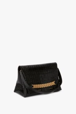 Victoria Beckham Chain Pouch With Strap In Black Croc-Effect Leather -Victoria Beckham VictoriaBeckham ChainPouchWithStrapInBlackCrocLeather B423AAC005063A Side Model3 1 JPG