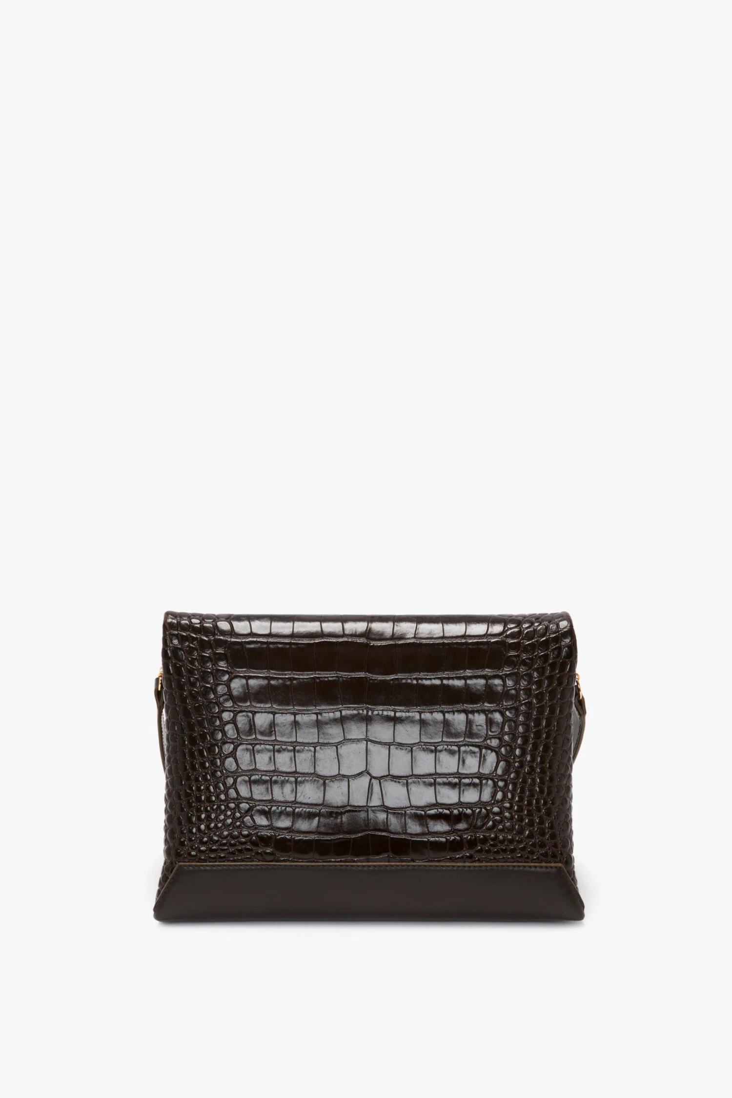 Victoria Beckham Chain Pouch With Strap In Chocolate Croc-Effect Leather 6 Victoria Beckham Chain Pouch With Strap In Chocolate Croc-Effect Leather - Image 6
