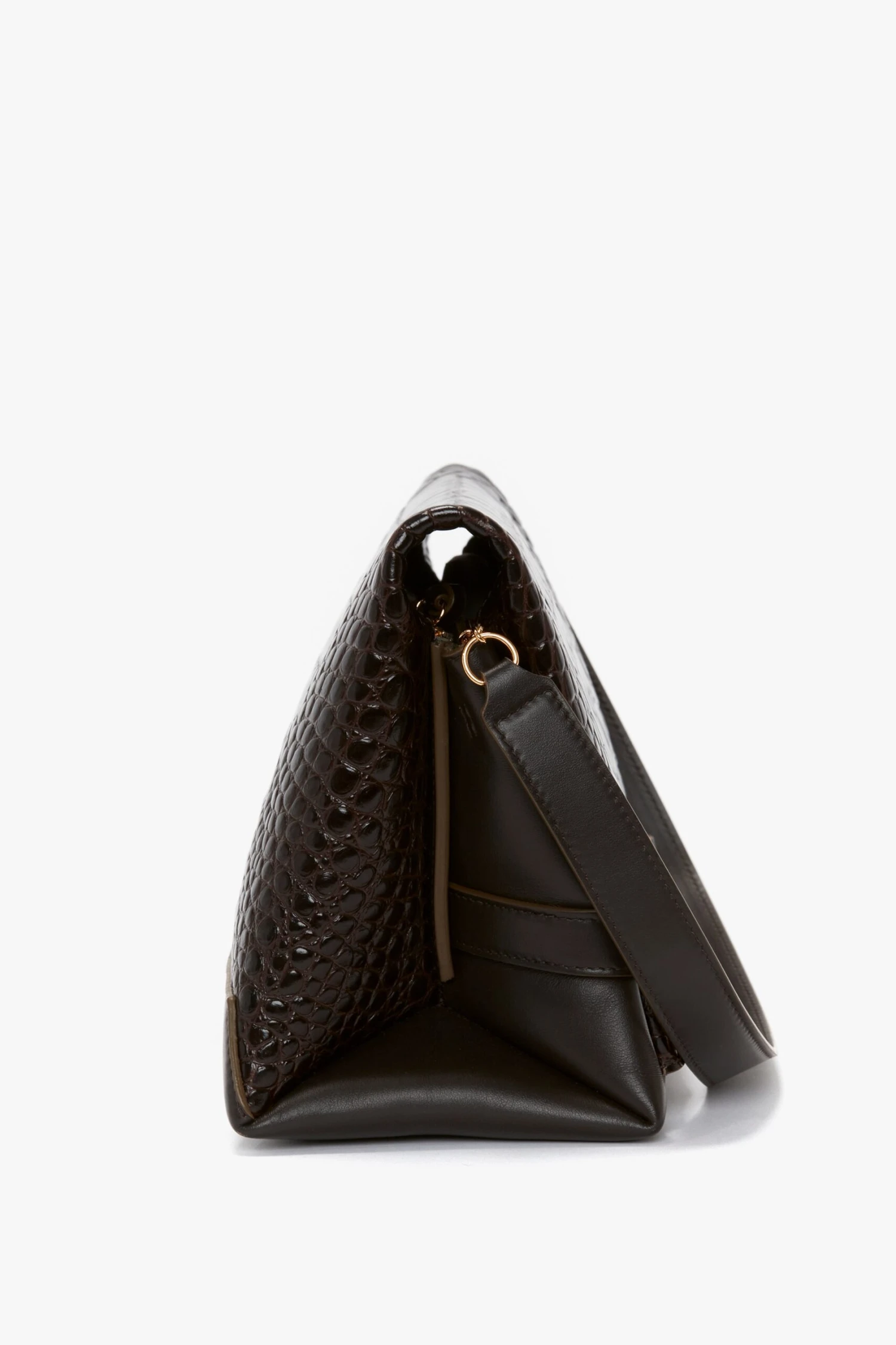 Victoria Beckham Chain Pouch With Strap In Chocolate Croc-Effect Leather 3 Victoria Beckham Chain Pouch With Strap In Chocolate Croc-Effect Leather - Image 3