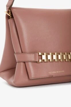 Victoria Beckham Mini Chain Pouch With Long Strap In Truffle Leather -Victoria Beckham VictoriaBeckham ChainPouchWithStrapInTruffleLeather B223AAC004769A Detail Model5 2 JPG