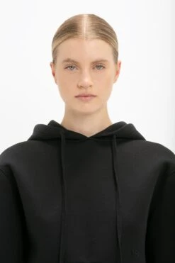Victoria Beckham Cropped Neoprene Hoodie In Black 10 Victoria Beckham Cropped Neoprene Hoodie In Black -Victoria Beckham VictoriaBeckham CroppedNeopreneHoodieInBlack BLACK 1423JSS005002A Detail Model5 2 JPG