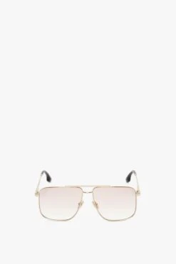 Victoria Beckham Double Bridge V-Line Navigator In Gold-Blush