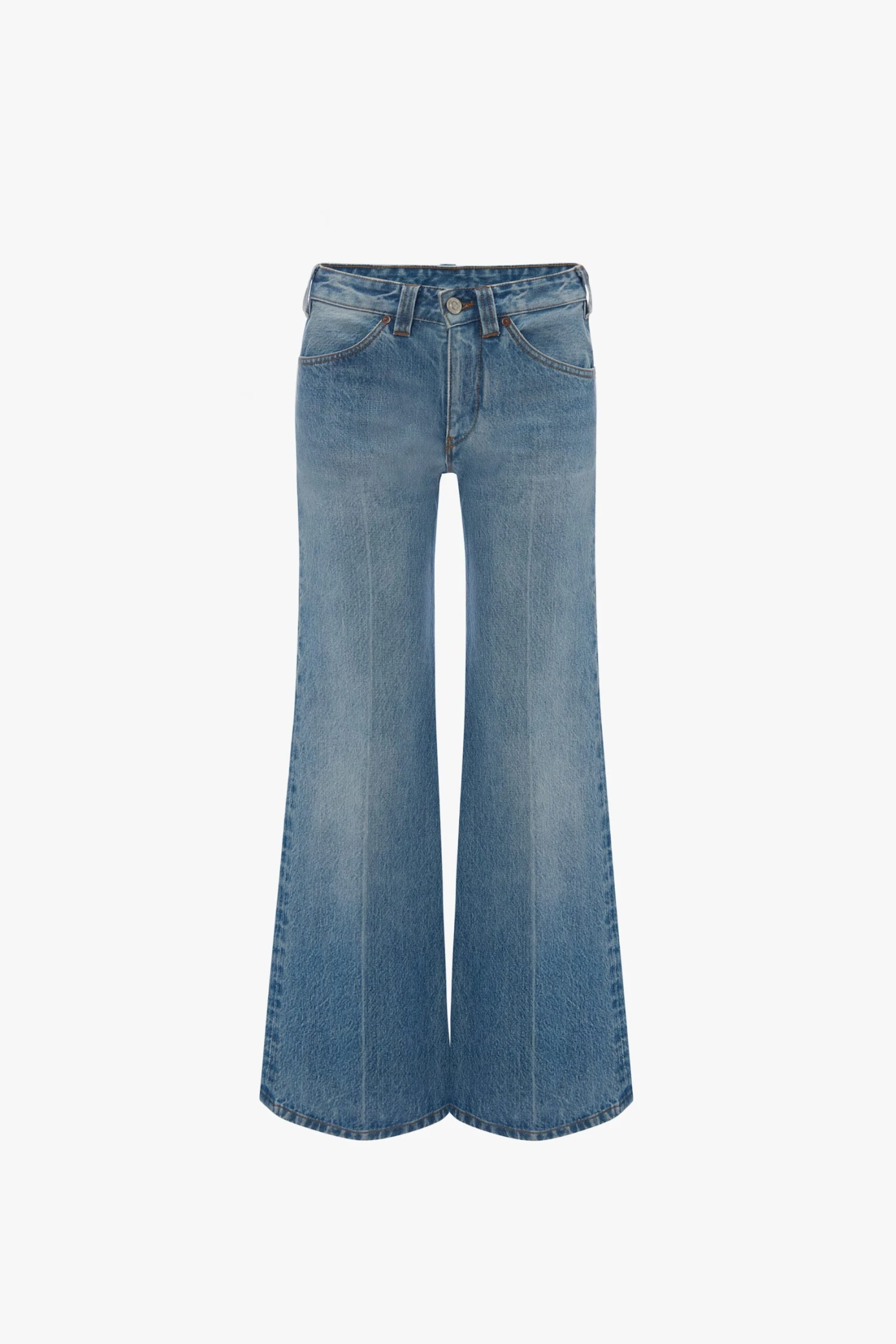 Victoria Beckham Edie Mid-Rise Kick Flare Jean In California Wash - Image 5