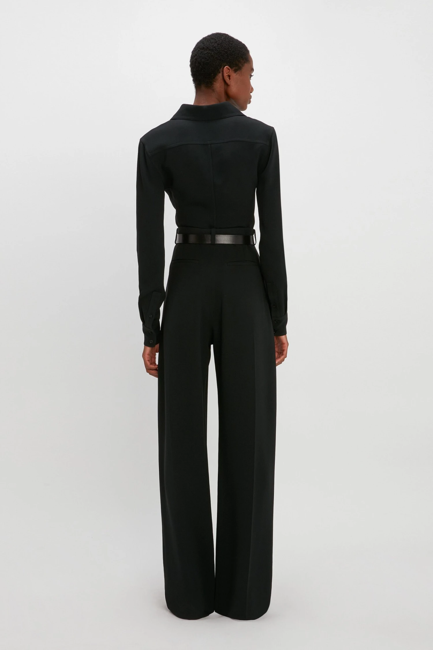 Victoria Beckham Wide Leg Pleated Trouser In Black - Image 3
