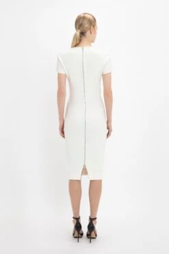 Victoria Beckham Fitted T-shirt Dress In Ivory -Victoria Beckham VictoriaBeckham FittedT shirtDressInWhite WHITE 1323WDR004940A Back Model4 JPG 0d9d002d e565 491a a0ce 90de374adb2d