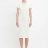 Victoria Beckham Fitted T-shirt Dress In Ivory