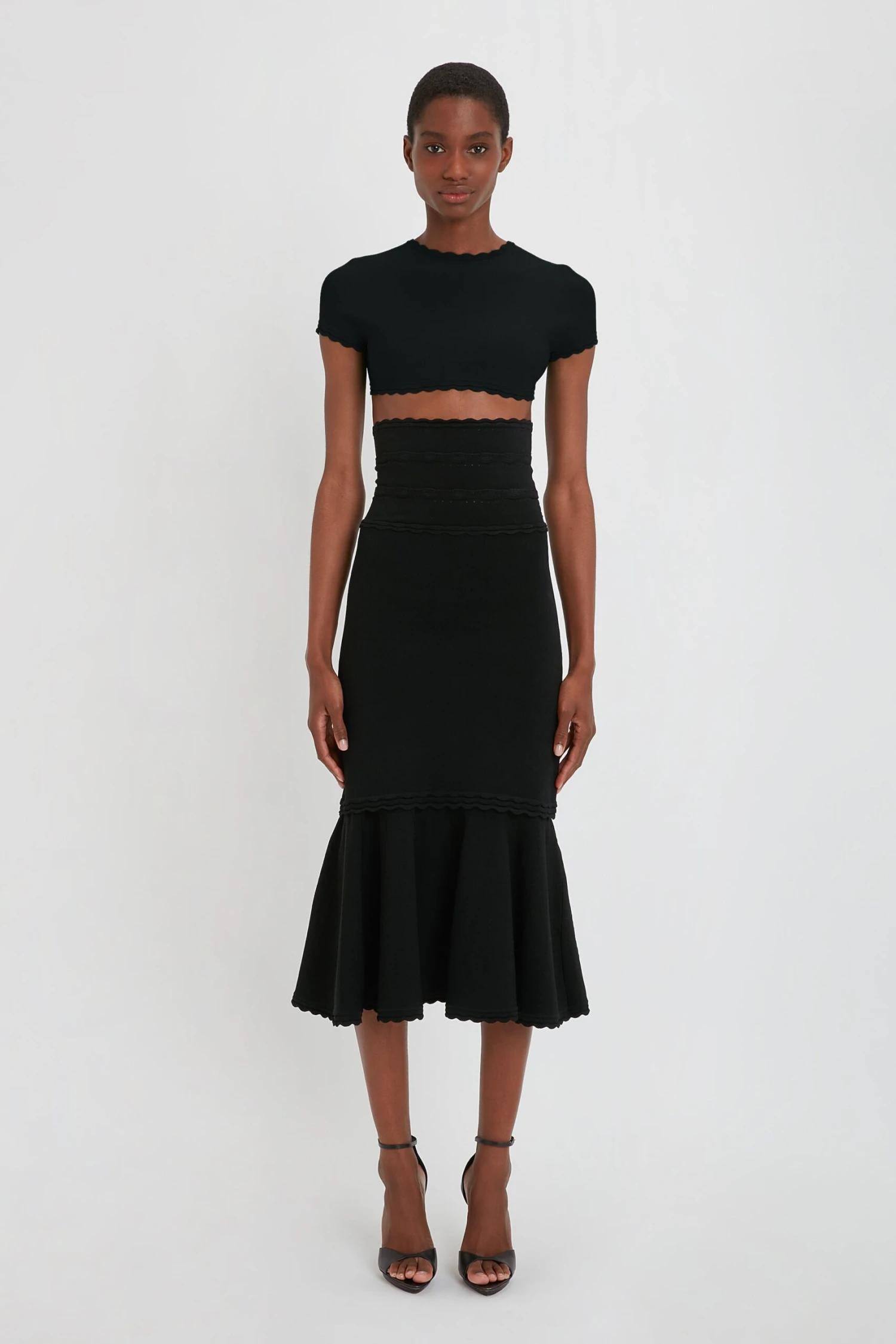 Victoria Beckham Flared Stretch Knit Skirt In Black 1 Victoria Beckham Flared Stretch Knit Skirt In Black