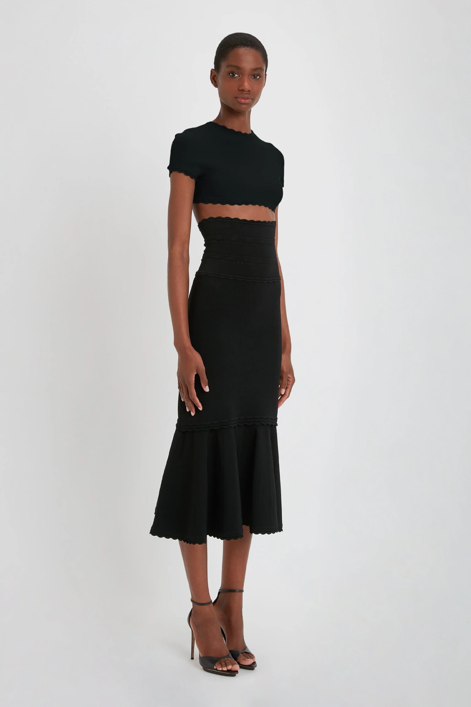 Victoria Beckham Flared Stretch Knit Skirt In Black 2 Victoria Beckham Flared Stretch Knit Skirt In Black - Image 2