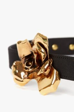 Victoria Beckham Exclusive Flower Belt In Black And Gold -Victoria Beckham VictoriaBeckham FlowerBelt GOLD 1123ABL004581A4