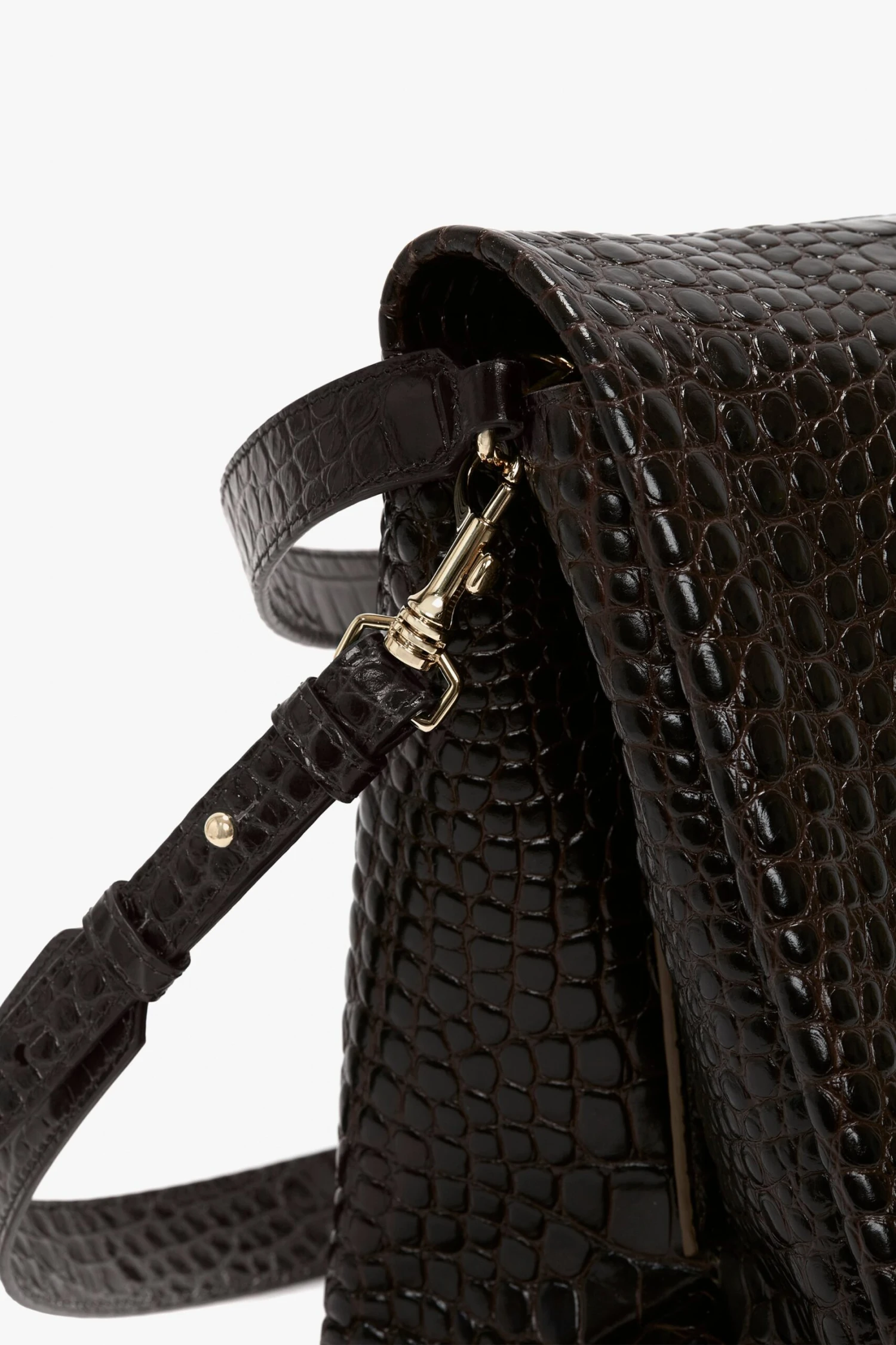 Victoria Beckham Jumbo Chain Pouch In Chocolate Croc-Effect Leather 9 Victoria Beckham Jumbo Chain Pouch In Chocolate Croc-Effect Leather - Image 9