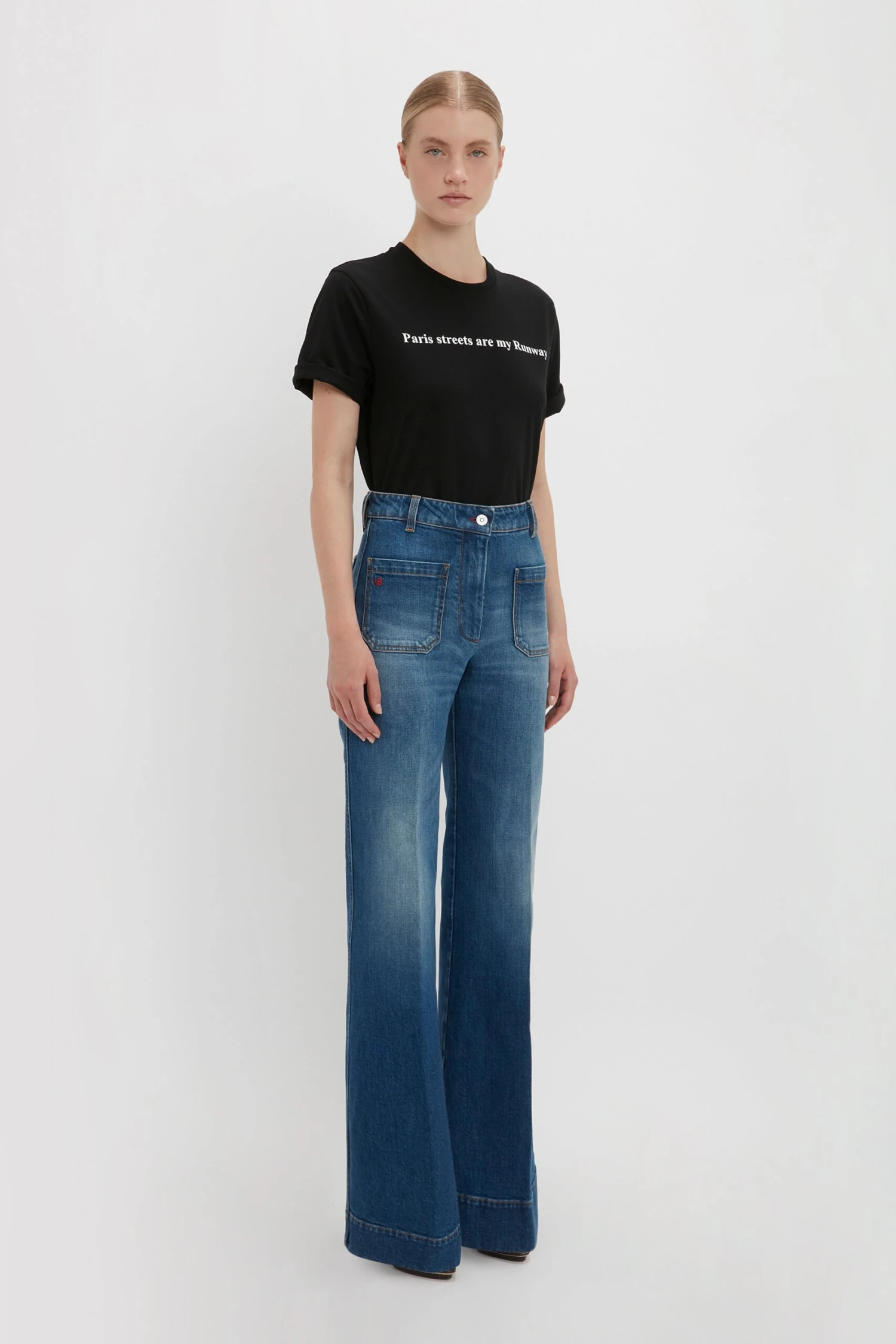 Victoria Beckham PARIS STREETS ARE MY RUNWAY T-shirt In Black 2 Victoria Beckham PARIS STREETS ARE MY RUNWAY T-shirt In Black - Image 2