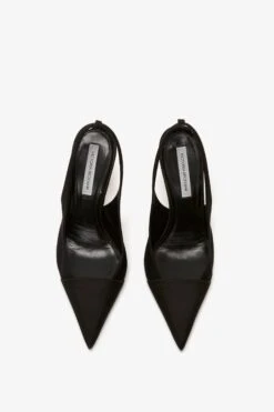 Victoria Beckham Pointy Toe Satin Sling Back Pump In Black -Victoria Beckham VictoriaBeckham PointyToeSatinSlingBackPumpInBlack BE41220A Detail Model5